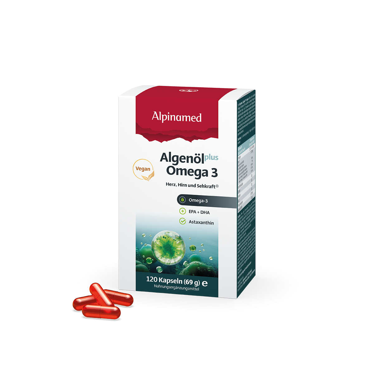 Algenöl Plus Omega 3 Kapseln / Omega 3 Vegan | Alpinamed AG