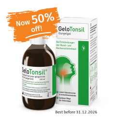 GeloTonsil Gargle Gel with an approaching BBD